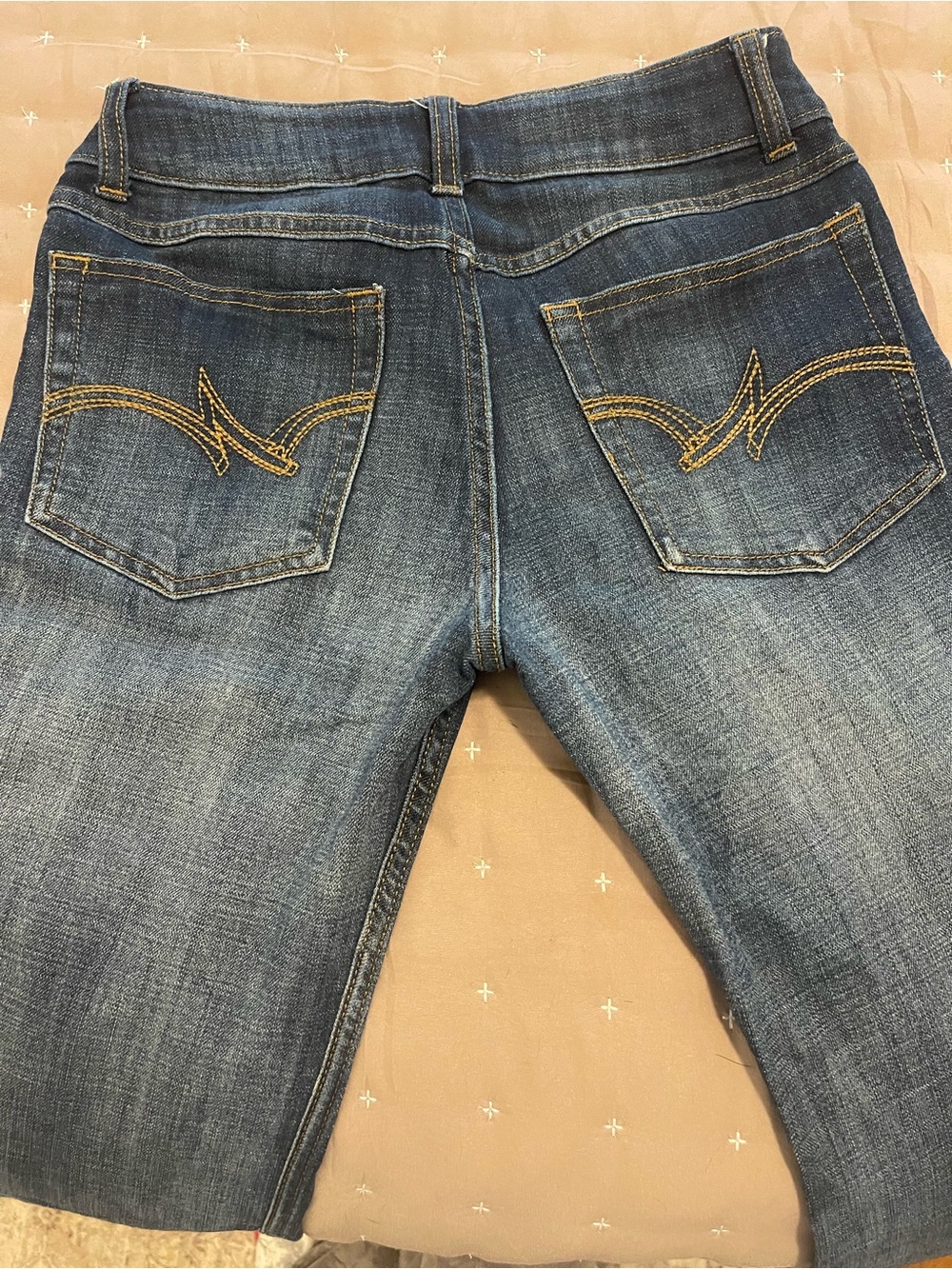 Wrangler Women’s Blue Boot-Cut Jeans with Yellow Pocket Stitching
